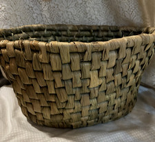 Oval Woven Seagrass Style Basket Tight Weave 19" Wide Farmhouse Cottage Core Hom