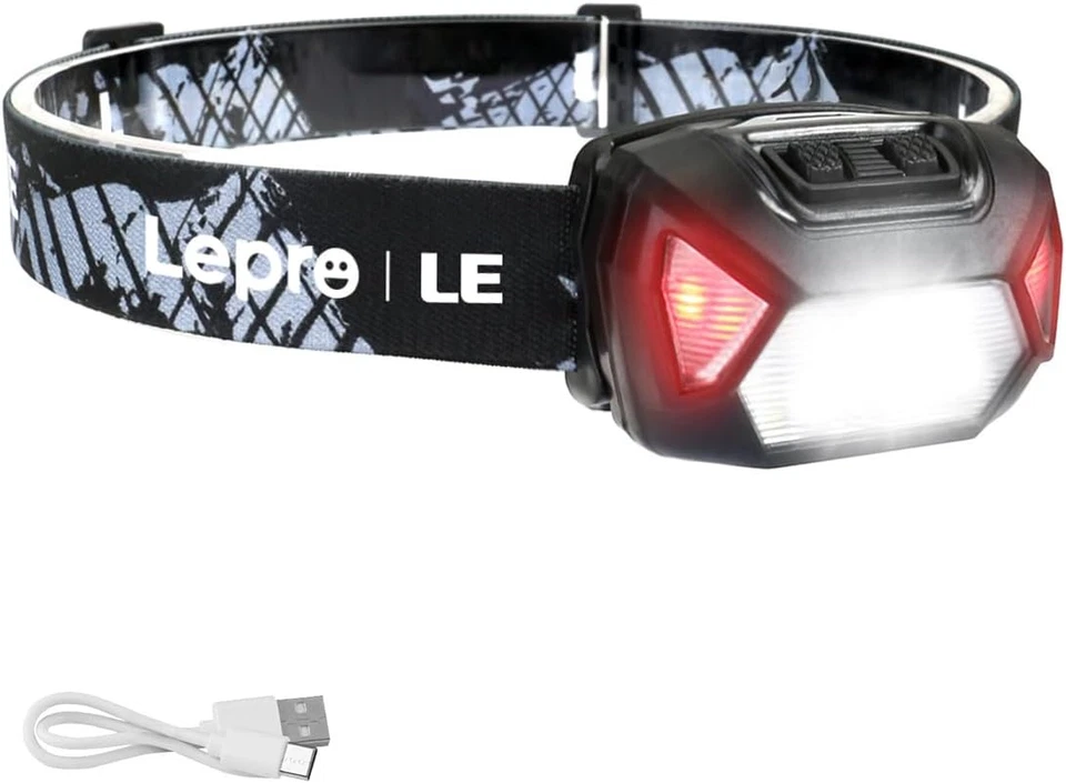 Lepro Linterna Frontal LED Recargable 2000Lux (2 Pack), Linterna Cabeza USB Reca - Imagen 2 de 4