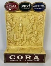 Cora Imported Vermouth Advertising Bar Sign By Mattei Co KY USA Rare Please Read