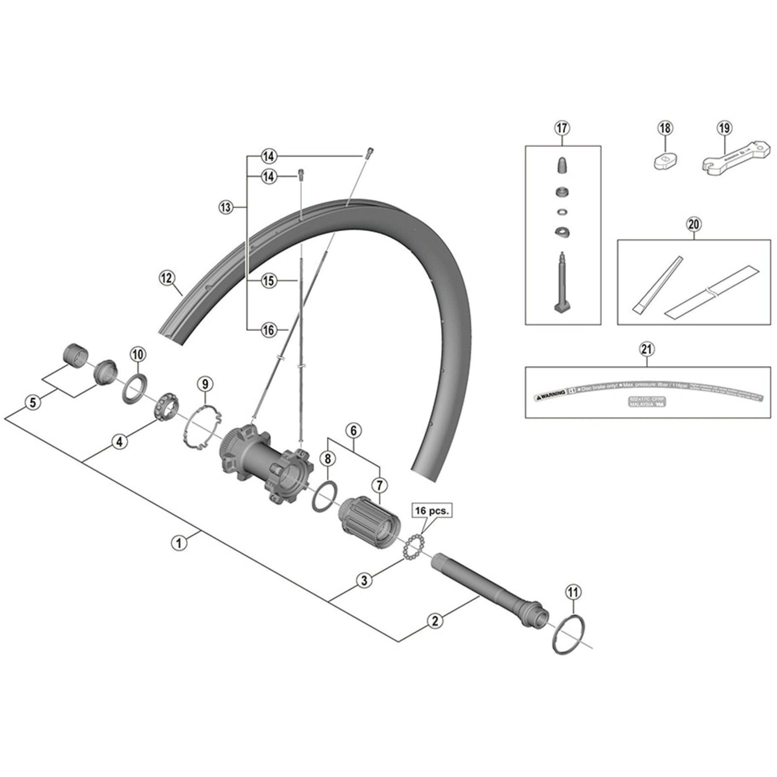 Shimano Spares WH-RS81-C50-CL-F spoke, 267.5 mm