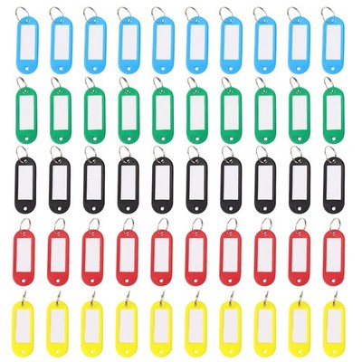 50 Pcs Plastic Key Tags, Multicolor Key Labels Organizer with Window Split Ring