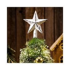 Mini Christmas Rustic Tree Topper, 6 Inch Miniature Star Ornaments for Christmas