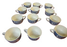 12 lot Currier & Ives Blue Royal China Coffee Tea Mug cup woman horse carriage — photo 1