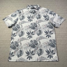 Travis Mathew Polo Shirt Men's Large Flora Gray White Golf Casual Short Sleeve