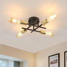 Vintage Ceiling Light Chandelier E27 4-head Retro Indoor Iron Ceiling Lamp Hall