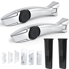 2 Sets Silver Fixed Roofing Knife with 30 Blades Heavy Duty Shark Utility Kni...