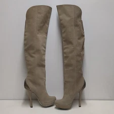H by Halston Tan Liza Over The Knee Suede Over The Knee Platform Boots Women's 8
