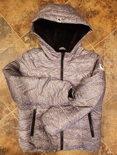 Abercrombie Kids Fleece Lined Grey, Silver Puffer Coat, Winter Jacket Sz 11-12