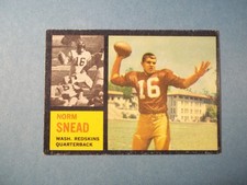 1962 TOPPS Football #164  Norm Snead  Rookie  SP  Washington Redskins  VG+/EX