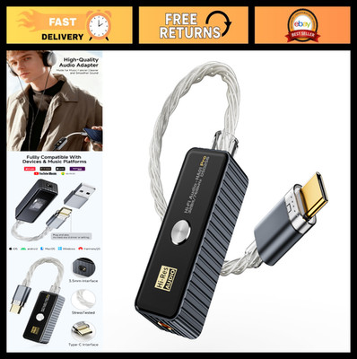 Portable USB C DAC Headphone Amplifier, 3.5mm Audio Adapter, Hi-Res 32bit/768kHz