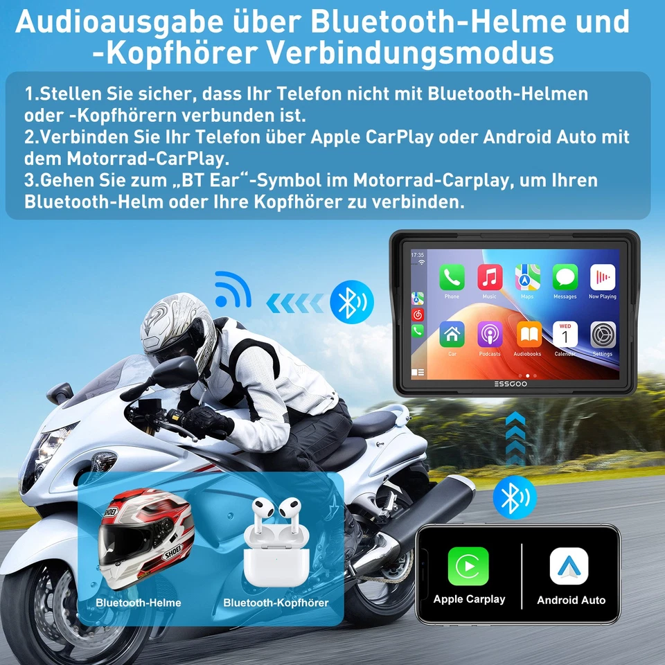5" Zoll Navi Motorrad GPS Auto Wasserdicht + EU Karte Schwarz Navigationsgerät - Bild 4 von 4