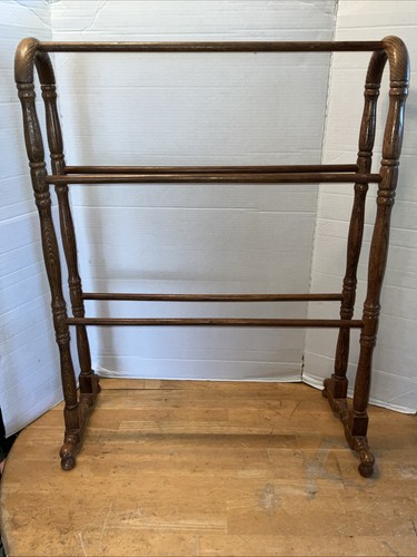 Vintage Wood Quilt Blanket Rack Stand Country Cottagecore Grandma Tiered Antique
