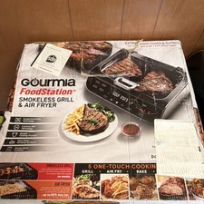 Parrilla y freidora de aire sin humo Gourmia FoodStation acero inoxidable 1800 W
