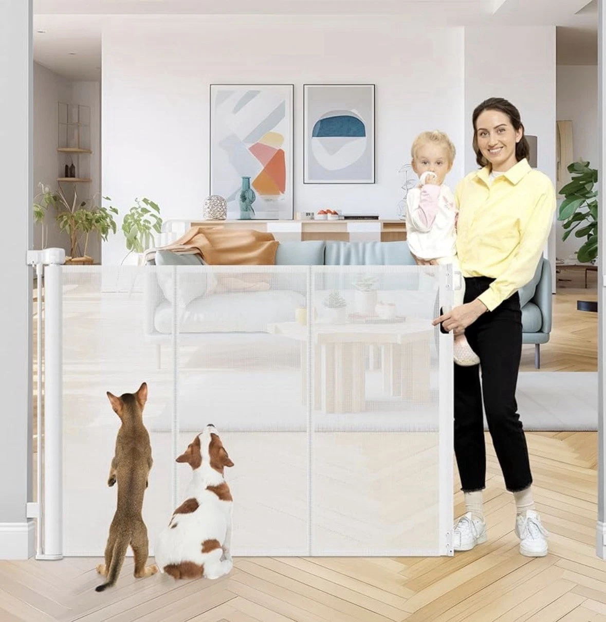 42”x55” Retractable Baby/Pet Gate With Reinforced Strips Anti-Scratch Mesh White
Opens in a new wind