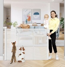42 x55 Retractable Baby/Pet Gate With Reinforced Strips Anti-Scratch Mesh White
