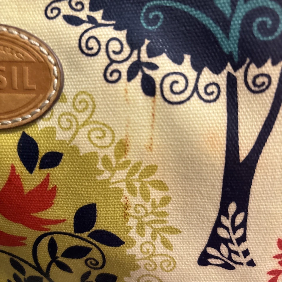 Холщовая сумка через плечо Fossil с ярким разноцветным принтом дерево и птица холщовая с покрытием - Изображение 3 из 4