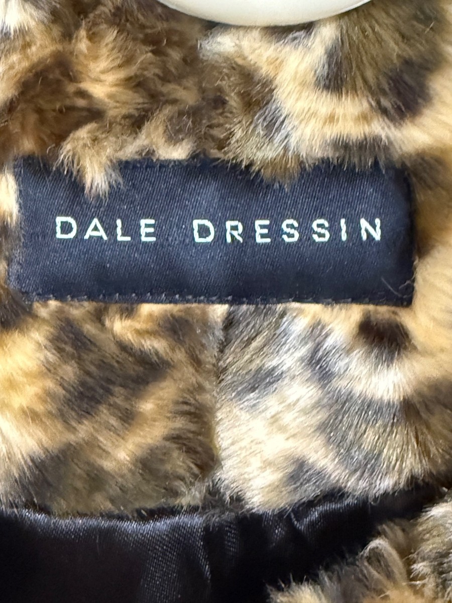 Dale Dressin Black/Brown/Tan Animal Faux Fur Coat Jacket Medium View 4