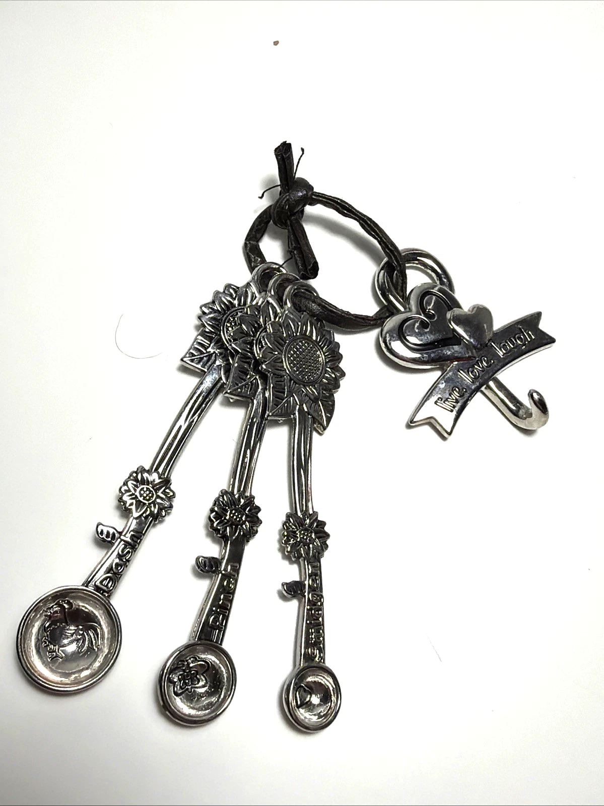 Ganz Sunflower Measuring Spoons Smidgeon Pinch Dash Hook SET of 3 Silver Metal