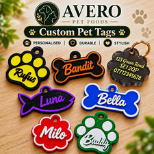 Avero Pet Personalised Dog Cat ID Tag Custom Name Phone Number Collar Tag