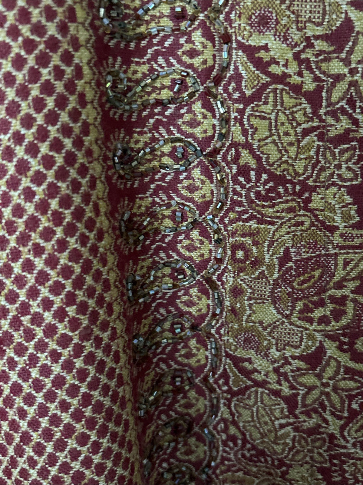 Sterling Styles Button Front Gold Red Kimono Bead… - image 7