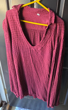 Men's Renaissance Faire Burgundy Shirt/Rayon/Long Sleeves/Extra Large