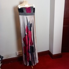 Women's Monsoon Originals Ball Gown Silver grey Red Strapless Dress UK Size 12