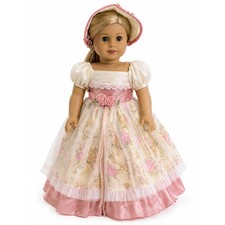 Colonial Pink & Yellow Floral Dress 18" Doll Clothes Fits American Girl Doll