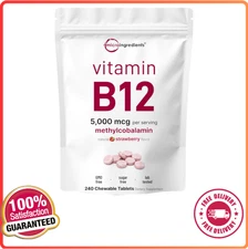Micro Ingredients Vitamin B12 5000mcg | Methyl B12 Active Form 240 Chewable | |