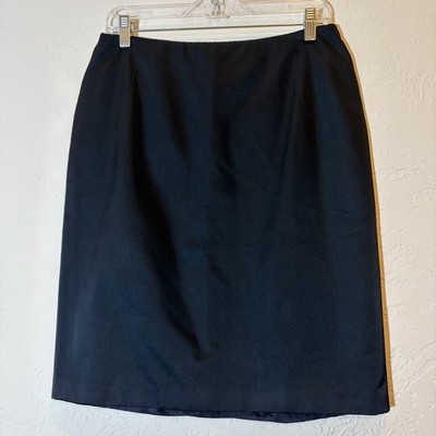 David Meister Black Satin Pencil Skirt Women s Size 8 Elegant Career