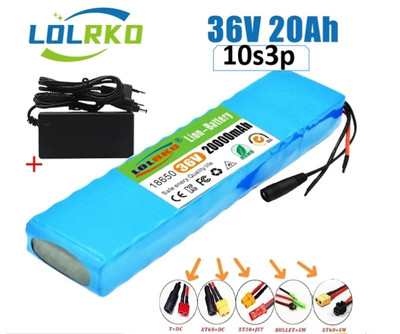 36V 20Ah 10S3P Battery Pack 71 Watts Power Battery with BMS +Charger Plug