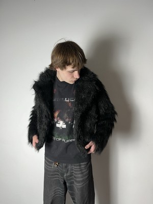 🔥FAUX FUR RICK OWENS IF SIX WAS NINE LGB VIBE CROPPED MOHAIR