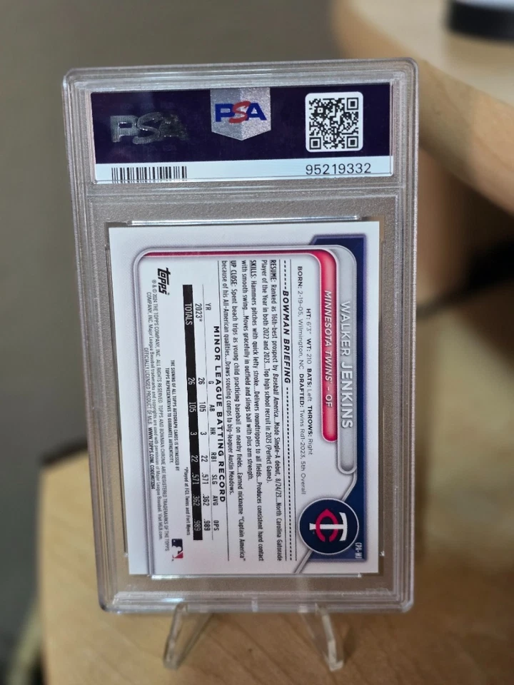 Walker Jenkins 2024 Bowman 1st Chrome Prospect Rookie Auto PSA 10 Twins - Image 2 of 2
