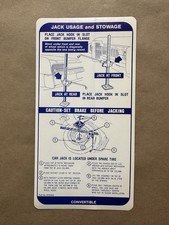 Trunk Jacking Instructions Decal Sticker 1968 Bonneville Catalina Convertible