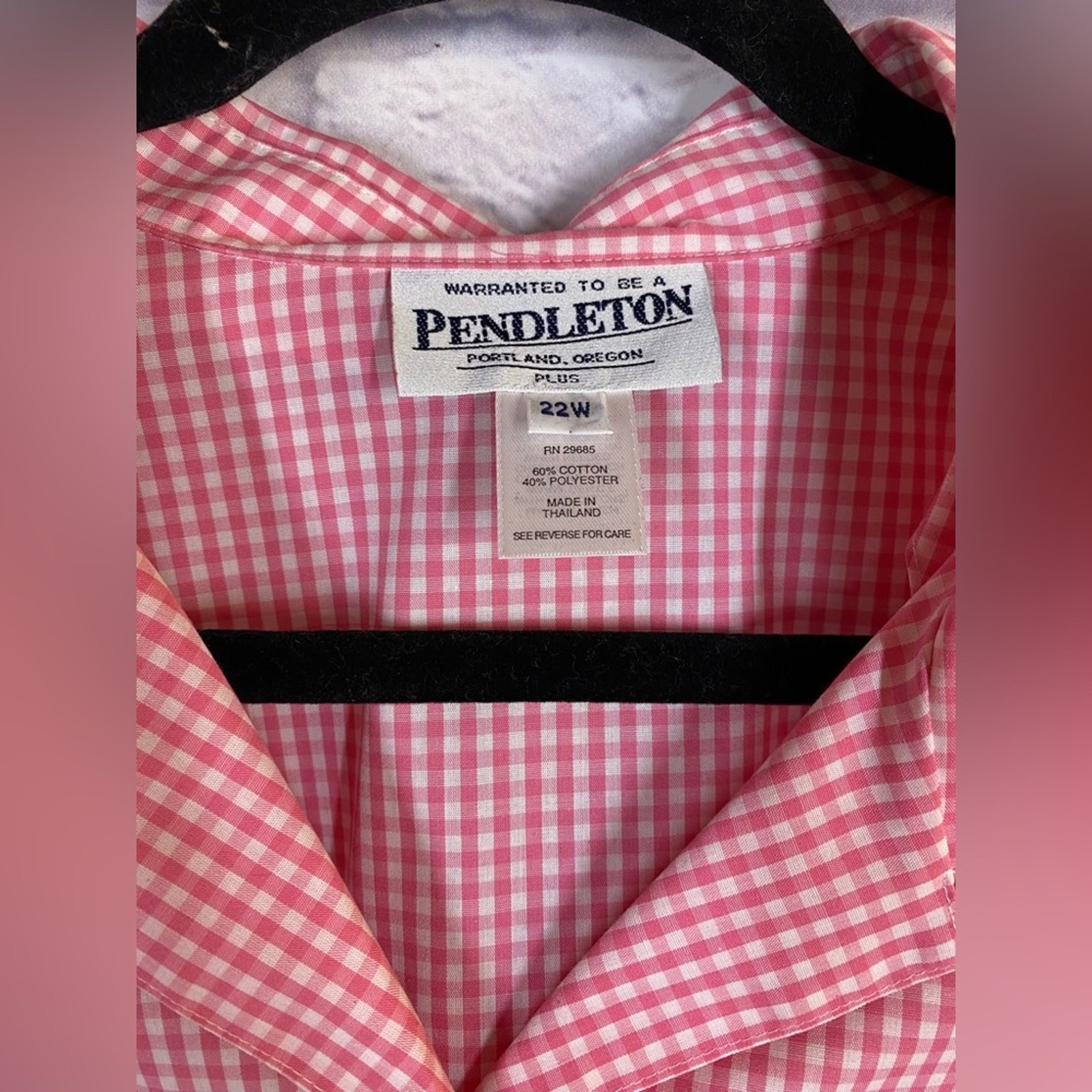 Pendleton Pink Gingham Button Down Shirt Blouse P… - image 4