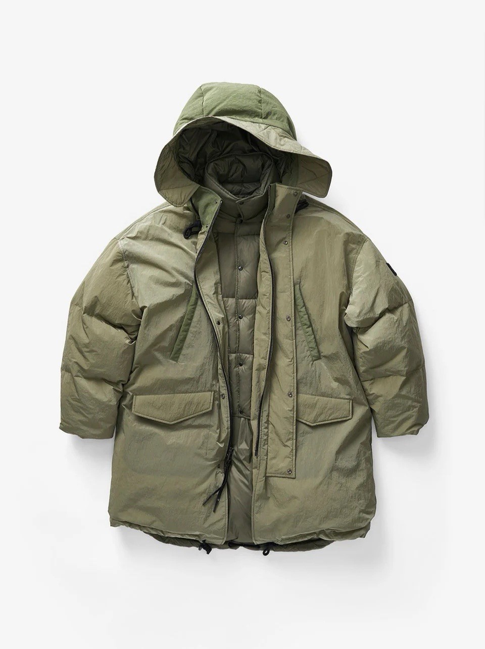Holden Water-Resistant Long Down Jacket 700 Fill -Stone Green- Oversized Medium