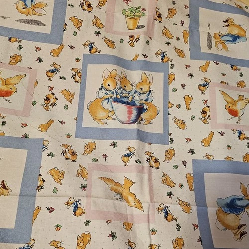 BEATRIX POTTER Peter Rabbit Cut & Sew Panel, 44x34" Nursery Fabric, Vintage  - product listing photo