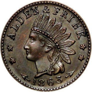 1863 Cohoes New York Civil War Token Alden & Frink Single Merchant Token
