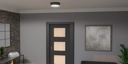 Matte Black LED Flush Mount from the Quoizel Fixture Collection - Picture 6 of 7
