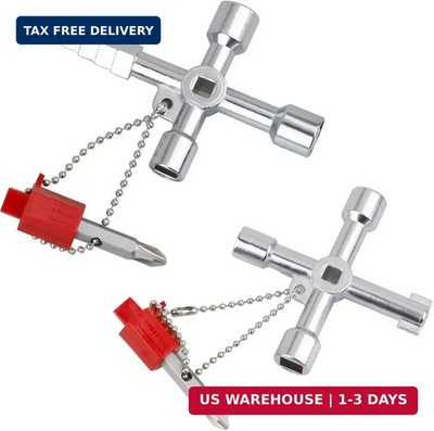 2 Pieces Universal Key Control Cabinet Key, 4 Way Cross Key Square Key Triangle