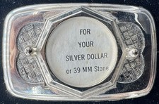Belt Buckle With A 39mm Brazier For Coins Or Stones Made In The USA E825.4