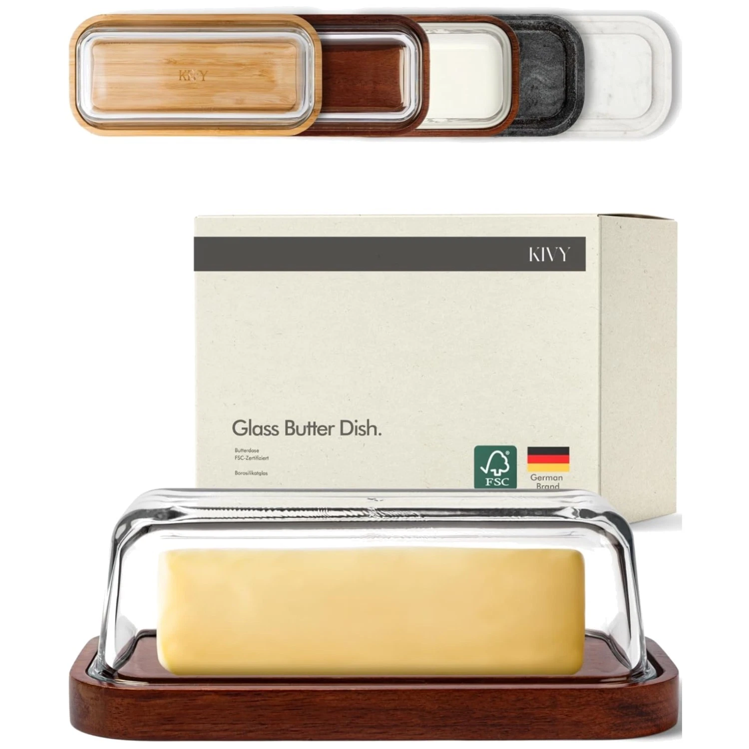Glass Butter Dish with Airtight Lid - Keeps Butter Soft