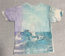 Vintage 80s Ocean Pacific OP Surf Graphic M T Shirt Aqua Blue Made in USA 1989