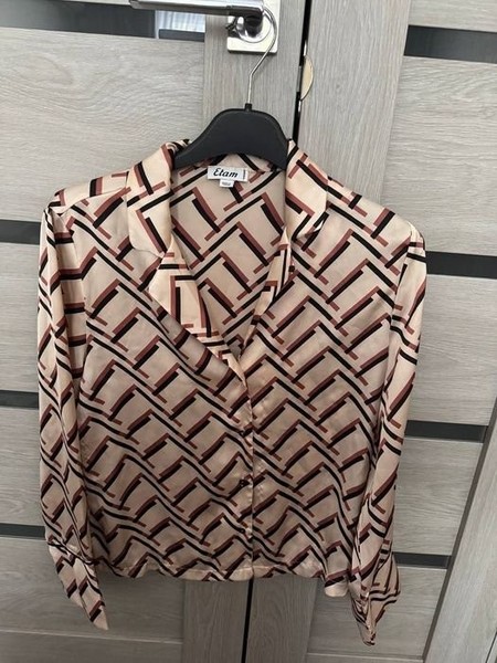 Women Etam Pajama Shirt Brown Silk 36