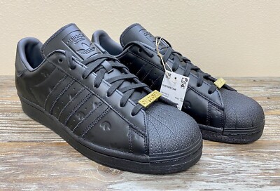 adidas Originals Superstar Allover Trefoils Carbon Black Men's Shoes New Sz 10