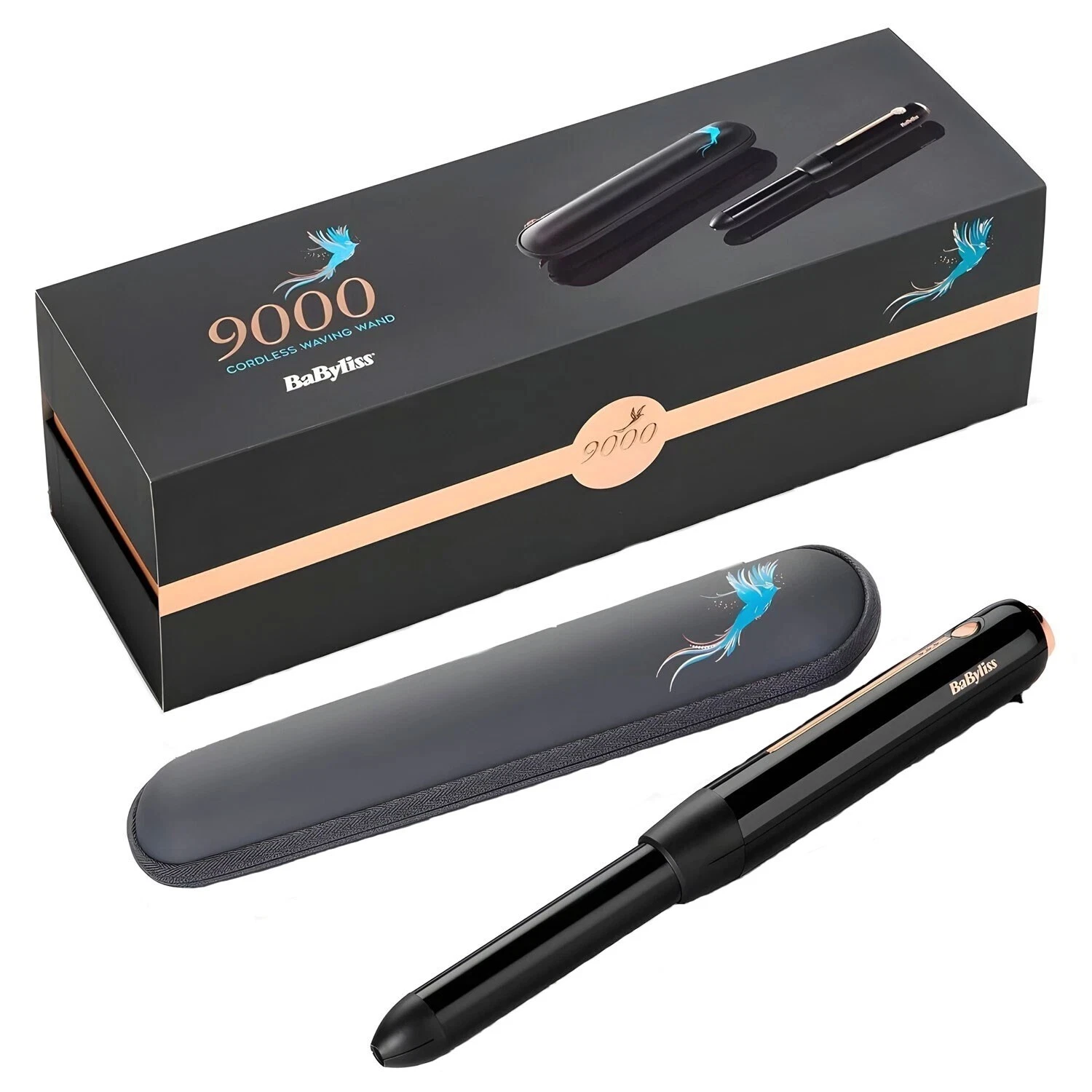 BaByliss 9000 Cordless Hair Curler Wand 28mm Ceramic Barrel