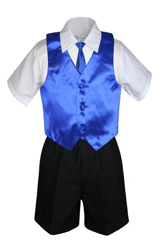 Baby Boy Toddler 7pc Checkered Vest Black Shorts Suit Extra Color Vest Necktie - Picture 25 of 30