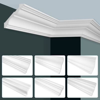 GRAND DECOR 2m Stuckleisten Decke modern PU Hartschaum weiß Deckenleisten glatt