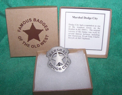 Old Western Marshal Dodge City Badge - Boxed