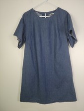 Westport Womens Dark Blue Chambray Dress Sz Medium Shift Tunic 1026