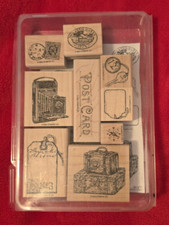 Stampin' Up 2004 Wood Stamp Set Lot of 9 "Travel Post" Theme Retired USA Vintage